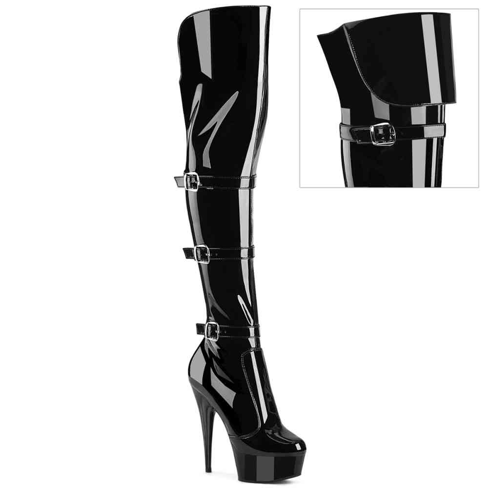 Pleaser - DELIGHT3018 Bottes cuissardes Ã  plateforme - Noir